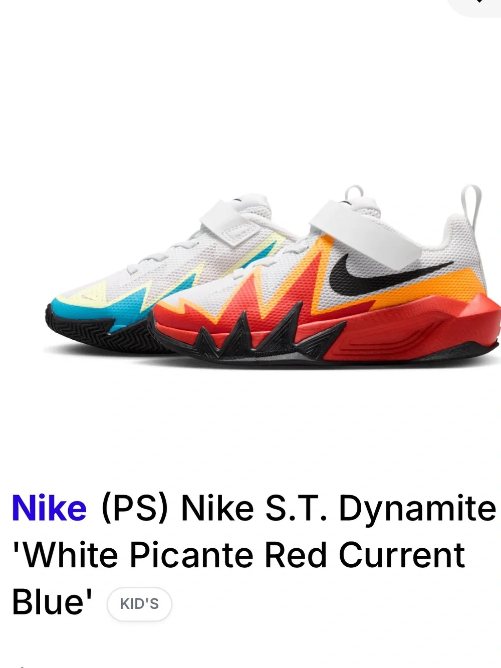 Nike Kids Dynamite Sneakers in White with Red and Blue Accents